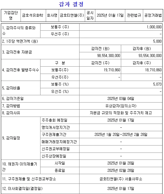 감자 공시 예시